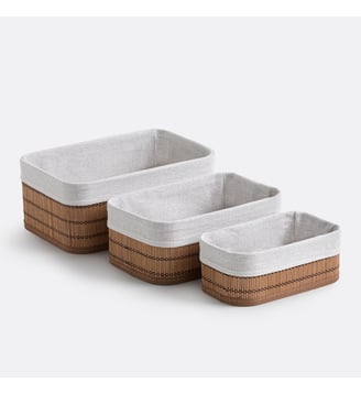 Lot de 3 paniers en bambou - La Redoute Interieurs - Naturel