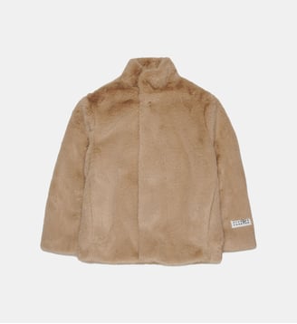 Veste en fausse fourrure avec logo - MM6 Maison Margiela - Sable