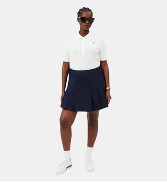 Jupe courte plissée en coton stretch - Lacoste - Bleu marine