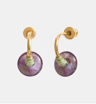 Boucles d'oreilles créoles   - Babylone - Satellite - Violet