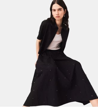 Jupe longue avec strass et perles - Maje - Noir