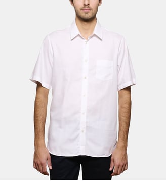 Chemise fantaisie blanche manches courtes coupe droite - Atelier Privé - Blanc