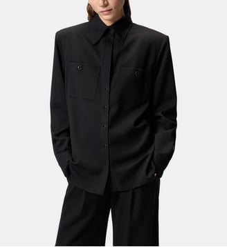 Surchemise stretch avec poches poitrine - Pinko - Limousine noire