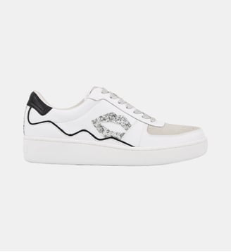Baskets En Cuir Loulou - Bons Baisers - Blanc et argent