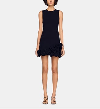 Robe courte en maille à fleurs - Sandro - Noir