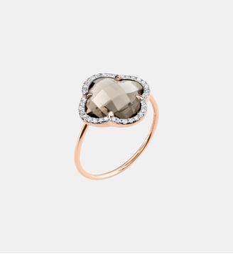 Bague, quartz fume, diamants, or rose - Morganne Bello - Or rose