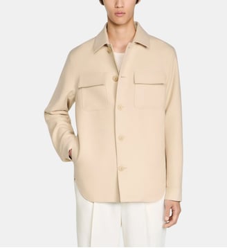 Veste droite en laine mélangée - Sandro - Beige