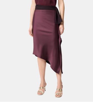 Jupe mi-longue asymétrique en satin - Pinko - Bordeaux dégustation de vin