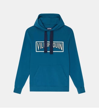 Sweat à capuche en coton uni - Vilebrequin - Bleu paon