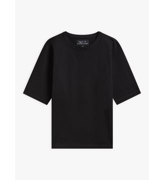t-shirt en coton manches coudes - Agnès b. - Noir
