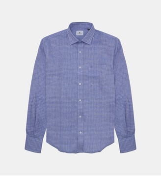 Chemise manches longues unie en coton - Serge Blanco - Bleu