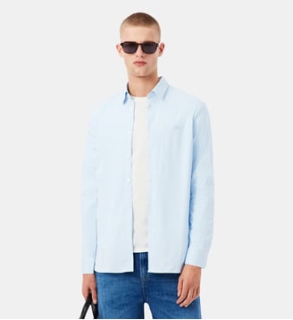 Chemise slim fit rayée popeline stretch - Lacoste - Blanc et bleu clair