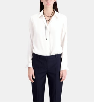Pantalon tailleur en laine coupe ajustée - The Kooples - Navy