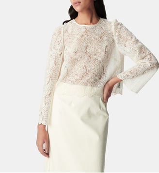 Blouse courte en dentelle - Ikks - Écru