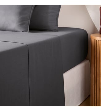 Drap plat uni en coton lavé La Redoute Interieurs