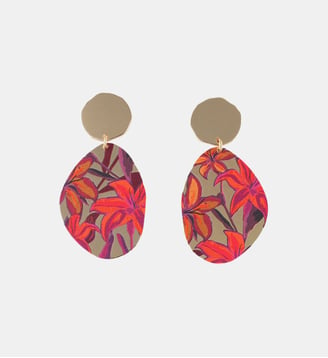 Boucles d'oreilles Balagane imprimé feuillage - Balaboosté - Bordeaux