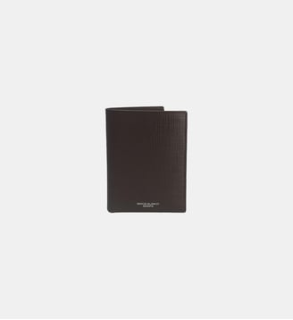 Portefeuille vertical en cuir de vachette Biarritz - Serge Blanco - Marron foncé