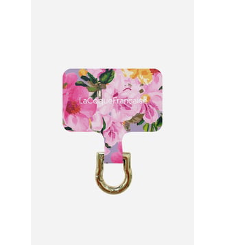 Adaptateur universel chaîne de téléphone avec attache fleur rose - La Coque Française - Rose