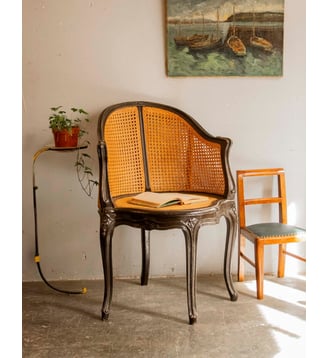 Fauteuil ancien en cannage Ernest N°1583- Produit chiné - Debongout - Bois clair