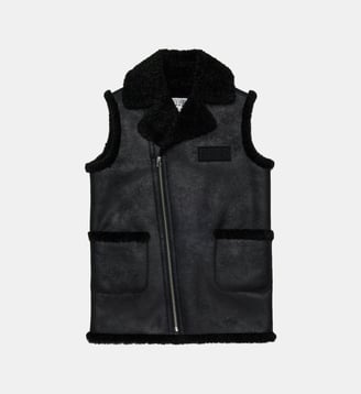 Gilet effet peau de mouton avec détails teddy - MM6 Maison Margiela - Noir