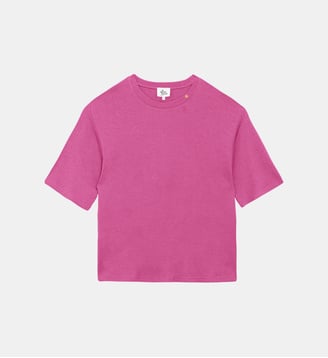 T-shirt manches courtes col rond uni TAIS - La Petite Etoile - Rose