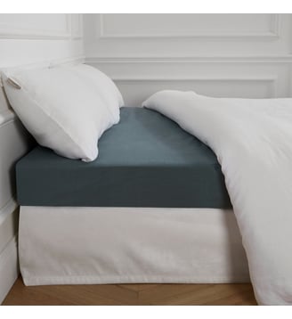 Drap Housse  Lin lavé légèrement froissé - Madura - Vert de gris