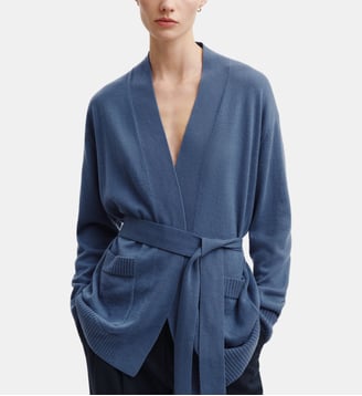 Veste ample ceinturée en cachemire - Bompard - Bleu atlas