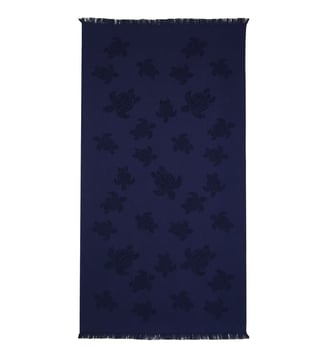 Serviette de plage jacquard coton bio - Vilebrequin - Bleu foncé