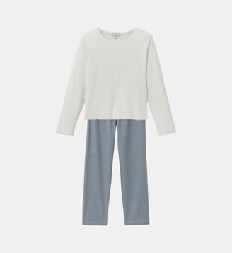 Pyjama bi-matière vichy - Cyrillus - Vichy bleu