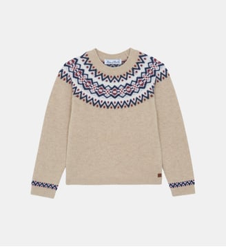 Pull - Sable laine maille jacquard - Tartine Et Chocolat - Beige