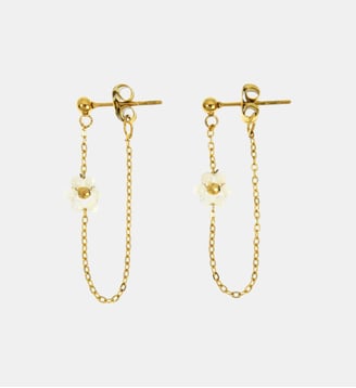 Boucles d'oreilles Suzanne avec fleurs à pierres fines - Les Cléias - Blanc