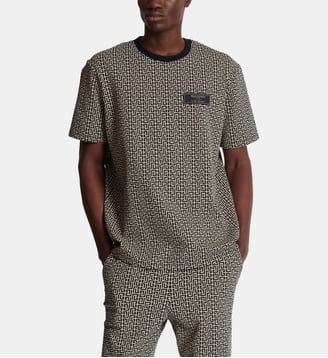 T-shirt en jacquard monogramme PB Labyrinthe - Balmain - Noir