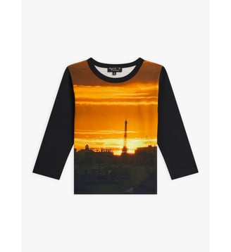 t-shirt Coulos en coton "Tour Eiffel, ciel orangé" - Agnès b. - Multicolore