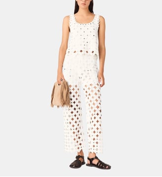 Pantalon en crochet avec miroirs - Maje - Blanc