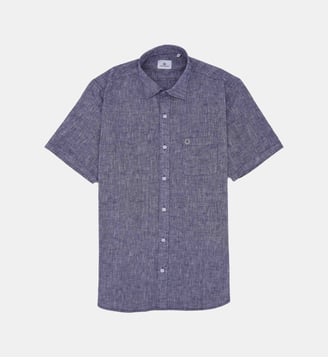 Chemise manches courtes regular avec imprimé - Serge Blanco - Bleu