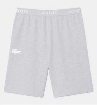 Short de pyjama straight fit molleton - Lacoste - Gris chiné blanc