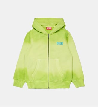 Sweat-shirt zippé intégralement avec logo imprimé - Diesel Kids - Vert slime