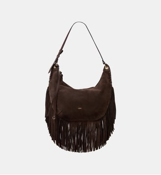 Sac M Suede Swing Franges - Ba&sh - Chocolat