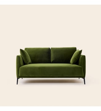 Canapé 2 Places  Revêtement en tissu natté - Madura - Velours vert olive