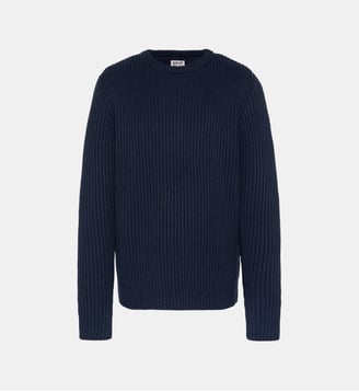 Pull col rond maille côtelé - Schott - Marine