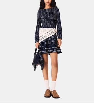 Robe plissée imprimée - Maje - Marine pois bandana print