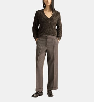 Ethan pantalon en laine grisaille shetland - Momonì - Tabac