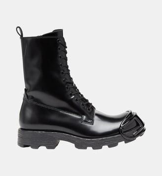 D-Hammer-Bottes en cuir avec embout Oval D - Diesel - Noir