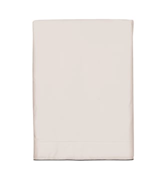 Drap plat en satin de coton lavé, RÊVE SATINÉ - Blanc Cerise - Rose poudre et taupe