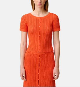 Top crochet manches courtes - Claudie Pierlot - Orange