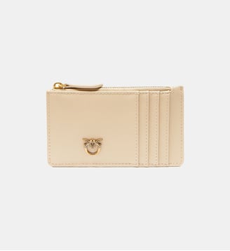 Porte-cartes zippé - Pinko - Beige et gris fumée doré antique