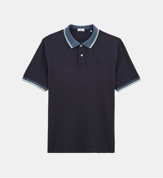 Polo droit en coton piqué - Serge Blanco - Bleu foncé
