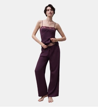 Pantalon avec dentelle de Leavers - Chantelle - Aubergine