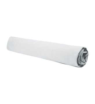 Drap housse en percale de coton lavé, DOUCEUR LAVÉE - Blanc Cerise - Galet