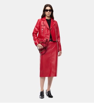 Blouson de motard en cuir nappa - Pinko - Rouge foncé